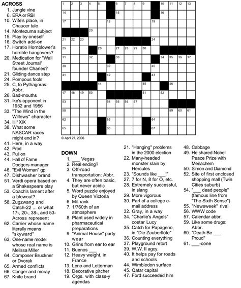 Crossword Puzzle Clues